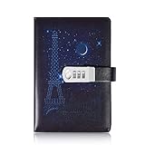 toim Sky Thema Tagebuch mit Password Lock, A5 PU Tagebuch mit Zahlenschloss Secret Notebook 15 * 22 cm C