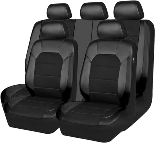 THERES Sitzbezügesets Autositzbezüge Set für Volvo V90 (2020-2021) Sitzbezüge Auto Set für die Vordersitze Rückbank Kissen Schutz,A-Black