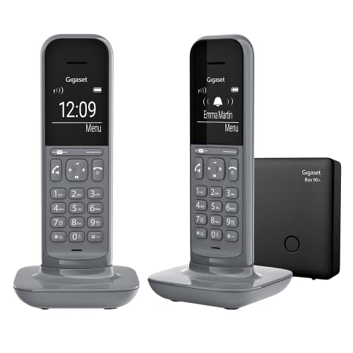 Gigaset CL390A Duo 2 schnurlose Design-Telefone mit Anrufbeantworte (DECT Telefone mit Freisprechfunktion, großem Grafik Display, leicht zu bedienen mit intuitiver Menüführung) satellite grey