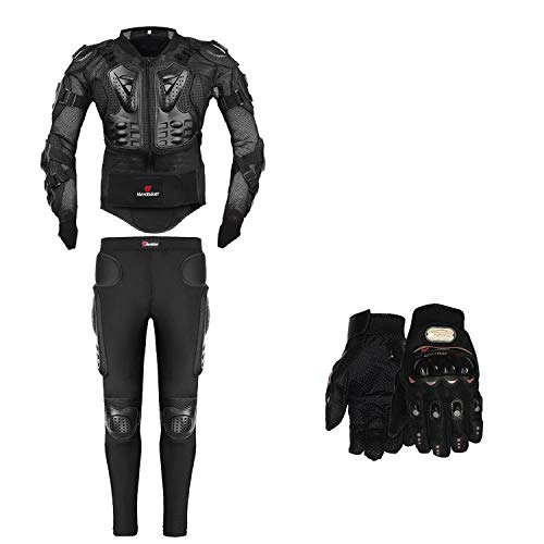 FULUOYIN Protektorenjacke mit Getriebe Langen Protektorenhose+ Handschuhe MTB Protektoren Schutzkleidung für Motorrad Schilaufen Kart Sport