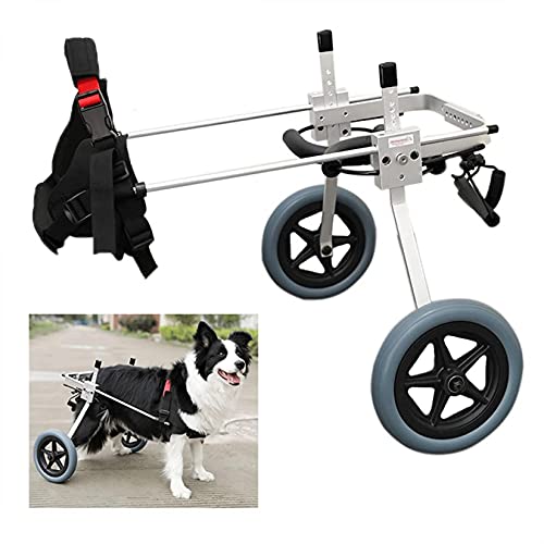 Hundewagen für Behinderte, leichtes Aluminium, 2 Räder, verstellbar, für Spaziergänge, mittelgroß, zur Rehabilitation der Hinterbeine
