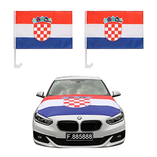 Sonia Originelli Auto-Fan-Paket EM Kroatien Croatia Fußball Flaggen Außenspiegel 3D Magnet Motorhaubenüberzug Größe Fan-Set-10