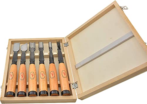 Holzschnitzmesser-Set, handgefertigtes Holzschnitzmesser, 10-teiliges Meißelset, Schnitzmeißel, Werkzeuge mit vorderer Stahlklinge + Massivholzgriff, Holz-Werkzeugkasten