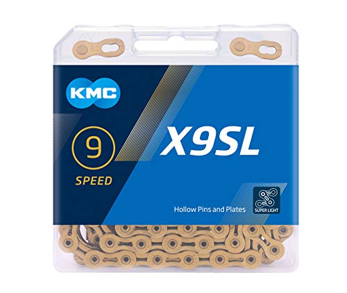 KMC Unisex - Erwachsene X9SL Ti-N X9 SL 9-Fach Kette 1/2" x11/128, 114 Glieder, Gold