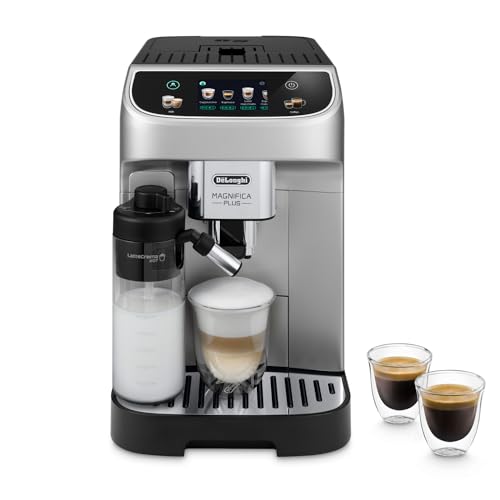 De'Longhi Magnifica Plus ECAM322.70.SB Kaffeevollautomat mit LatteCrema-Milchsystem für Automatischen Cappuccino, Full-Touch-Farbdisplay, Extra Shot-Funktion, x2-Funktion, 1450W, Silber/Schwarz