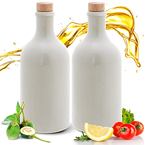 Essig & Öl Spender - Flasche mit Ausgießer, 2er Geschenkeset für Feinschmecker Handgefertigt und Einzigartig im Design Made in Germany Authentisch chic und zeitlos (2x 500ml, weiß)