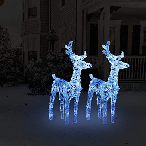 Home Outdoor Sonstige Weihnachten Rentiere 2 Stück Blau 80 LEDs Acryl