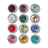 Studex Surgical Steel 4mm Regular Size Ear Piercing Earrings Studs 12 Pair Mixed Colors White Metal by