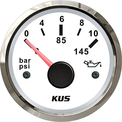 KUS - Öldruckanzeige, weisses Display mit Edelstahl-Lünette, 10-184Ω, 0-10 bar