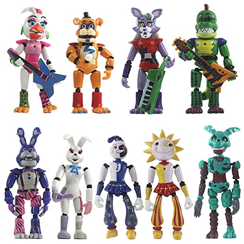 Five Nights at Freddys Sundrop and Moondrop Action Figures,Five Nights at Freddys Figures Sun and Moon,Security Breach Action Figure Toy,Action Figure Collectible Toy Set Lights Joints Movable