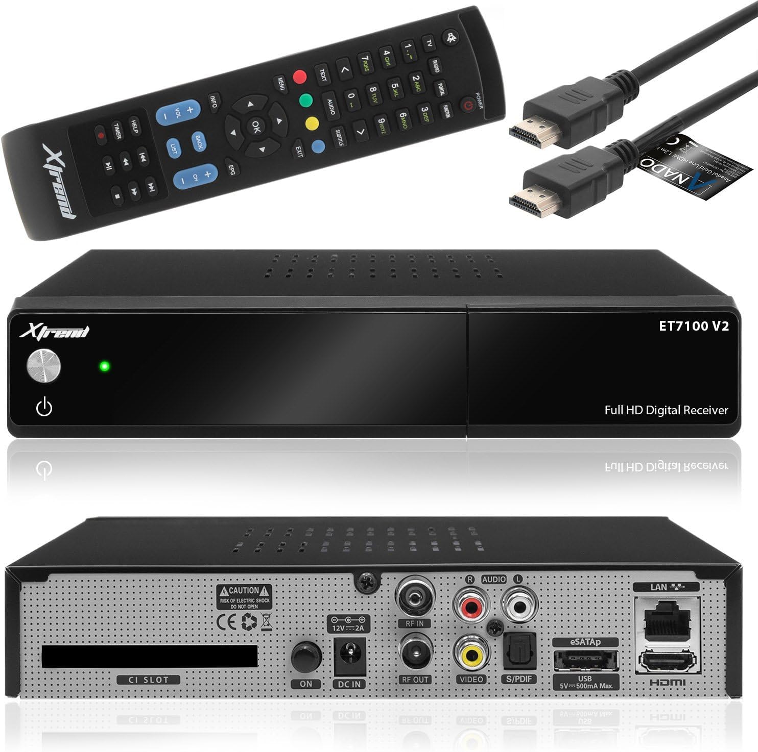 Xtrend ET 7100 V2 HD 1x DVB-C/T2 Tuner H.265 Linux Full HD 1080p HbbTV Kabel Receiver