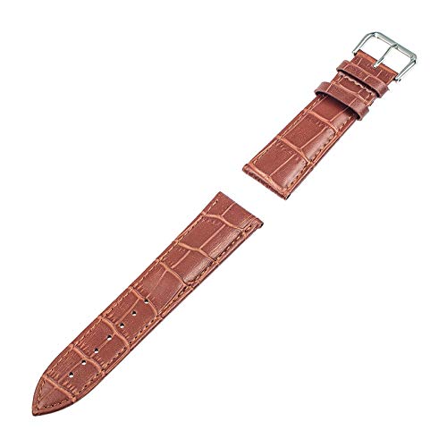 12mm-24mm Erste Schicht der echte Lederband Kroko-Korn-Bügel-Mann-Frauen Pin Buckle Armband am Handgelenk Hellbraun, 16mm