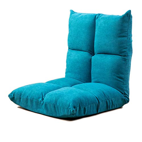 LIXIONG Bodenstuhl, Einstellbare 5 Winkel Gepolsterter Bodenstuhl Gaming Chair zum Lesen Fernsehen, Waschbarer Bezug Klappstuhl mit Rückenlehne für das Home Office (Color : Blue)