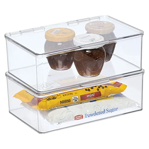 mDesign 2er-Set Aufbewahrungsbox mit Deckel für den Kühlschrank – 3,1 Liter Frischhaltedose und Gefrierdose aus Kunststoff, stapelbar – für Babynahrung & andere Lebensmittel – durchsichtig