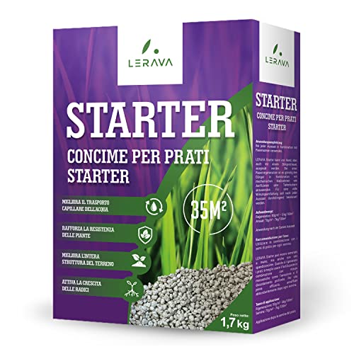 LERAVA STARTER Rasendünger Startdünger - Aktiviert Wurzelwachstum - ideal in Kombination mit Rasensamen verbrennt nicht - stärkt Widerstandskraft Wurzeln - 75m²