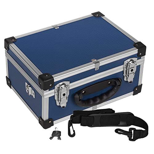 anndora Werkzeugkoffer 70106 Aluminium Rahmen Koffer - Werkzeugkiste 32,5 x 25,5 x 17,5 cm mit Neopren Auskleidung und Tragegurt - Blau