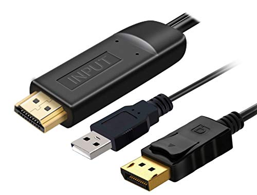 PremiumCord HDMI 2.0 zu DisplayPort 1.2 Kabel, Auflösung 4K@60Hz 2160p Full HD 1080p, 3D, Farbe schwarz, Kabellänge 2m