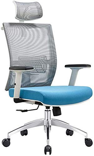 Büro-Schreibtischstuhl, ergonomischer Bürostuhl, Konferenzstuhl, Computer-Schreibtischstuhl, Lift, Kopfstütze, Armlehnen, Netzsitz, Managerstuhl, Aufsichtsstuhl, Drehstuhl (Farbe: Blau) (blau)