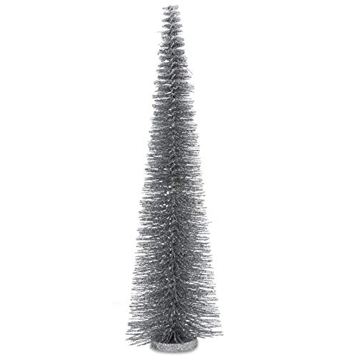 großer Tannenbaum - XXL Deko Glitzerbaum - Silber Ø 15 cm Metall-Kunststoff Höhe 55 cm