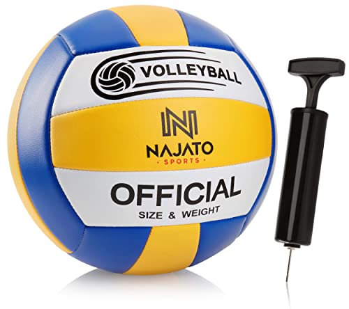 NAJATO Sports Volleyball – Beachvolleyball inkl. Ballpumpe – Langlebiger Volleyball für den Outdoor & Indoor Bereich