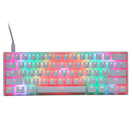 Mechanische Tastatur, Mini 61 Tasten Ergonomisches kabelgebundenes RGB-Licht mit LED-Hintergrundbeleuchtung und rotem Achsen-Gaming-Keybord für Laptop, Desktop, Heim, Büro