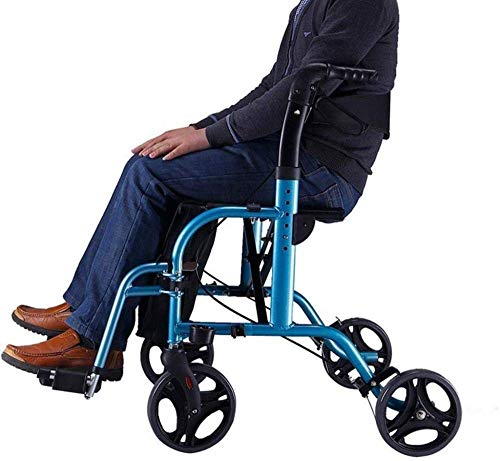 Zusammenklappbarer Rollator, Gehhilfe, 4-Rad-Rollator mit Sitz und Tasche – Klappbarer Rollator für Senioren – Einkaufswagen – Mobilhilfe für Erwachsene, Senioren, ältere