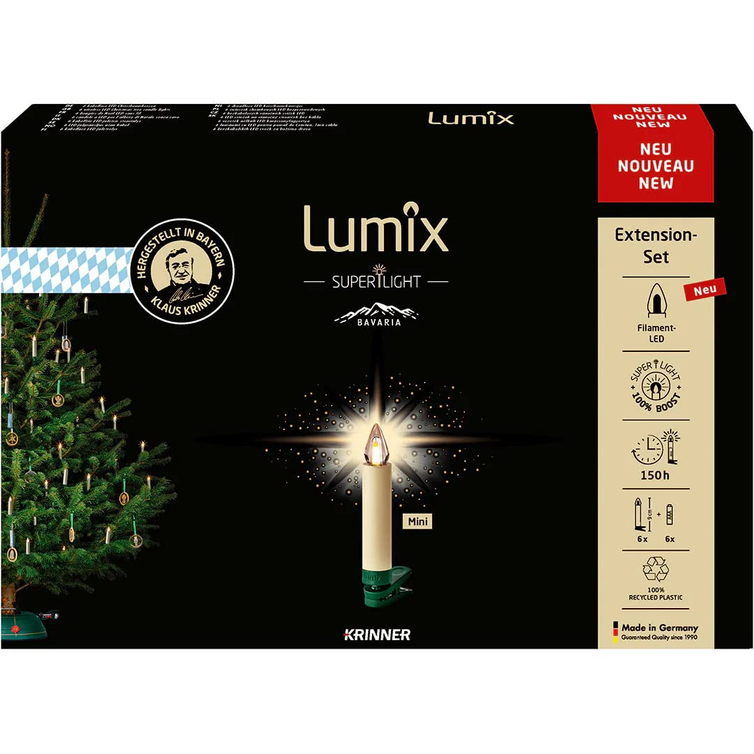 Lumix® SuperLight Bavaria Mini kabellose LED Christbaumkerzen Weihnachtsbaumkerzen 6er Erweiterungs-Set Elfenbein 9cm warmweiß Made in Germany 77911