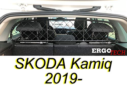 ERGOTECH Trennnetz Trenngitter kompatibel mit SKODA Kamiq RDA65-XXS8, für Hunde und Gepäck. Sicher, komfortabel für Ihren Hund, garantiert!