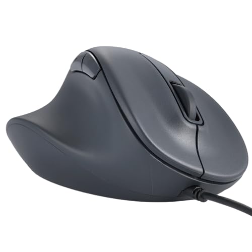ELECOM Linkshänder-Maus mit Kabel, ergonomischer Form, leises Klicken, 2000 DPI, 5 Tasten, optischer Sensor, kompatibel mit PC, Mac, Laptop, EX-G, Größe XL, Schwarz (M-XGXL31UBSKBK)