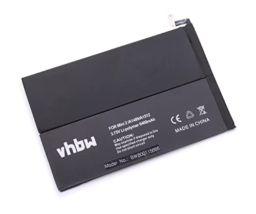 vhbw Li-Polymer Akku 6400mAh (3.7V) für Tablet Pad Apple A1489, A1490, A1599, A1600, A1601