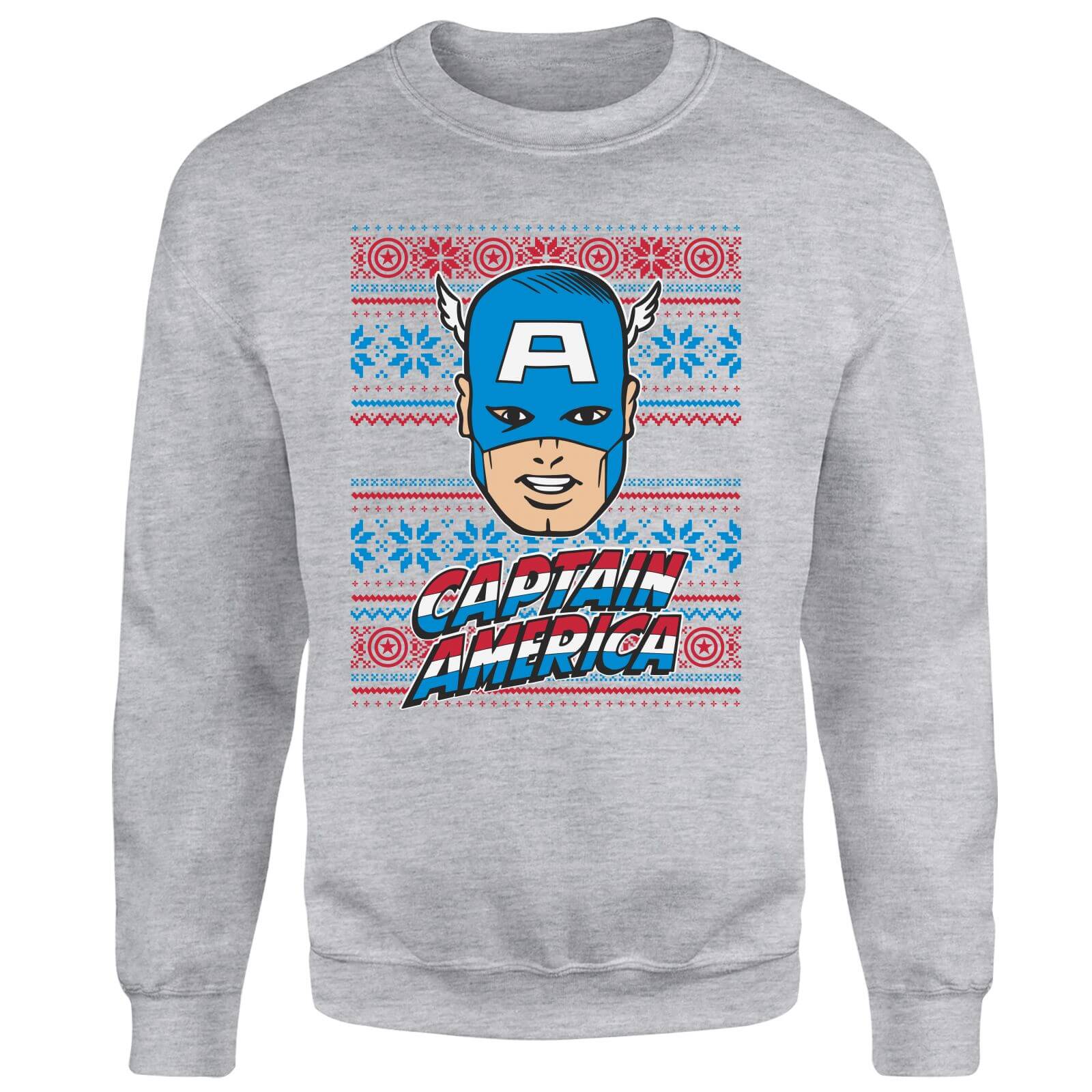 Marvel Comics Captain America Weihnachtspullover - Grau - S - Grau 4
