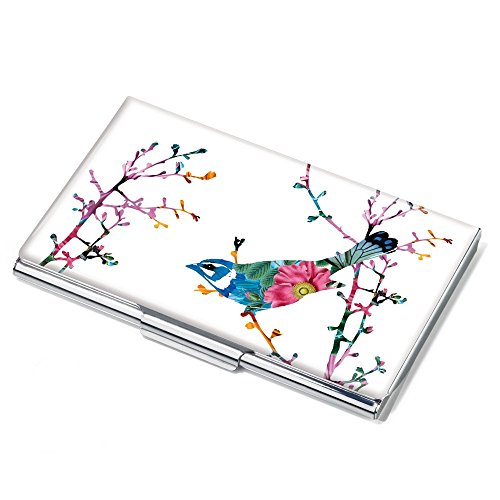 Troika Visitenkartenetui, Motiv: Birdie, flach, für ca.11 Karten, Metall, verchromt, glänzend, Mehrfarbig