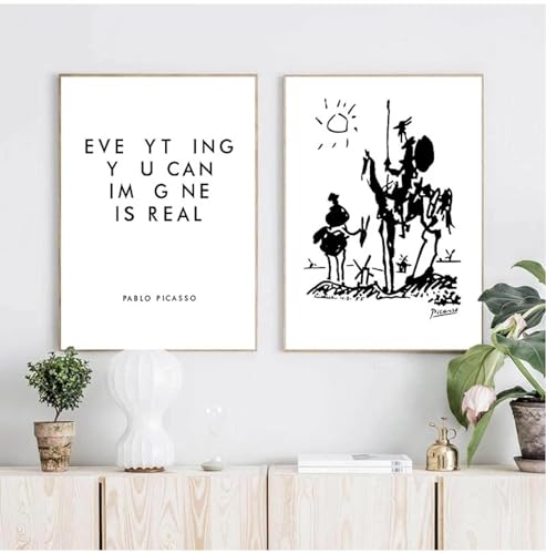 Everything You Can Imagine Is Real Pablo Picasso Art Paintings Canvas Print, Don Quixote Poster Painting Home Wall Decor 40x60cmx2 No Frame