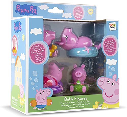 PEPPA PIG Packung mit 4 Figuren | Badespielzeug mit 4 Puppen, die im Wasser schwimmen - Geschenk für Baby, Junge und Mädchen ab 18 Monaten