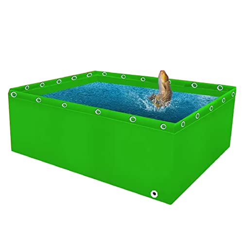 Landwirtschaftlich gezüchteter Fisch-Segeltuch-Pool, 0,5 mm temporärer Fäkalientank für Salzwasserfische, oberirdischer Wassertank, Fischteichfolie für Gartenterrasse (Farbe: Grün,