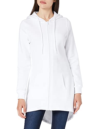 Build Your Brand Damen Zip-Hoody Ladies Sweat Parka Kapuzenpullover, White, L