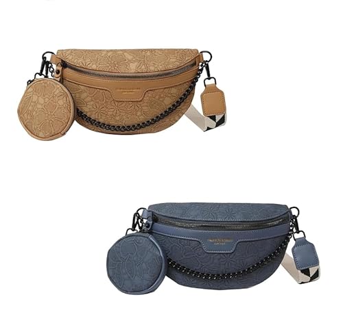 2PCS Laced with Love Crossbody Bag, Fashion Casual Waist Bag Shoulder Crossbody Bag Retro Embroidery Chest Bags (07)
