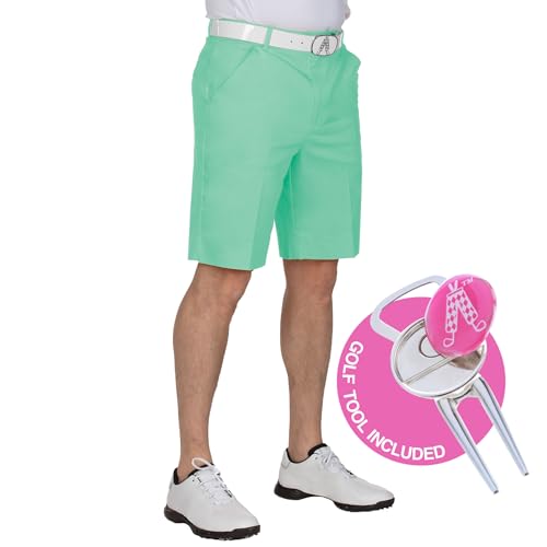 Royal & Awesome Pastellfarbene Herren-Golf-Shorts, Golf-Shorts für Herren, Herren-Kleid, Pastellgrün, 56