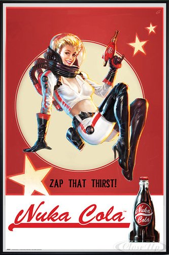 Fallout 4 Poster Nuka Cola (93x62 cm) gerahmt in: Rahmen schwarz