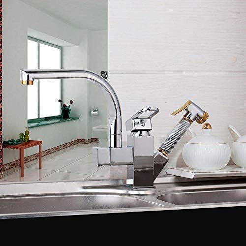 Solid Brass Kitchen Mixer Gold Polished Hot & Cold Kitchen Tap Single Hole Water Tap Kitchen Faucet