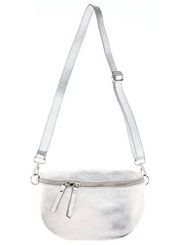 Zwillingsherz Bauchtasche mit Reißverschluss aus 100% Echtleder - Hochwertige Schultertasche zum Umhängen für Damen Frauen Mädchen – Crossbag groß und elegant - Umhängetasche Handtasche Bag