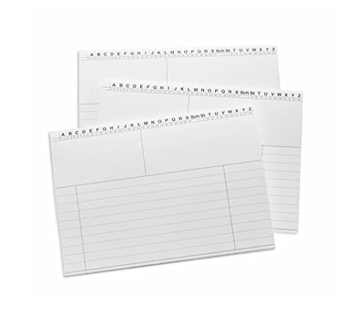 200 Neutrale Karteikarten, bedruckt, liniert, DIN A5, aus 190g/m² Spezialkarton, Farbe: Weiß