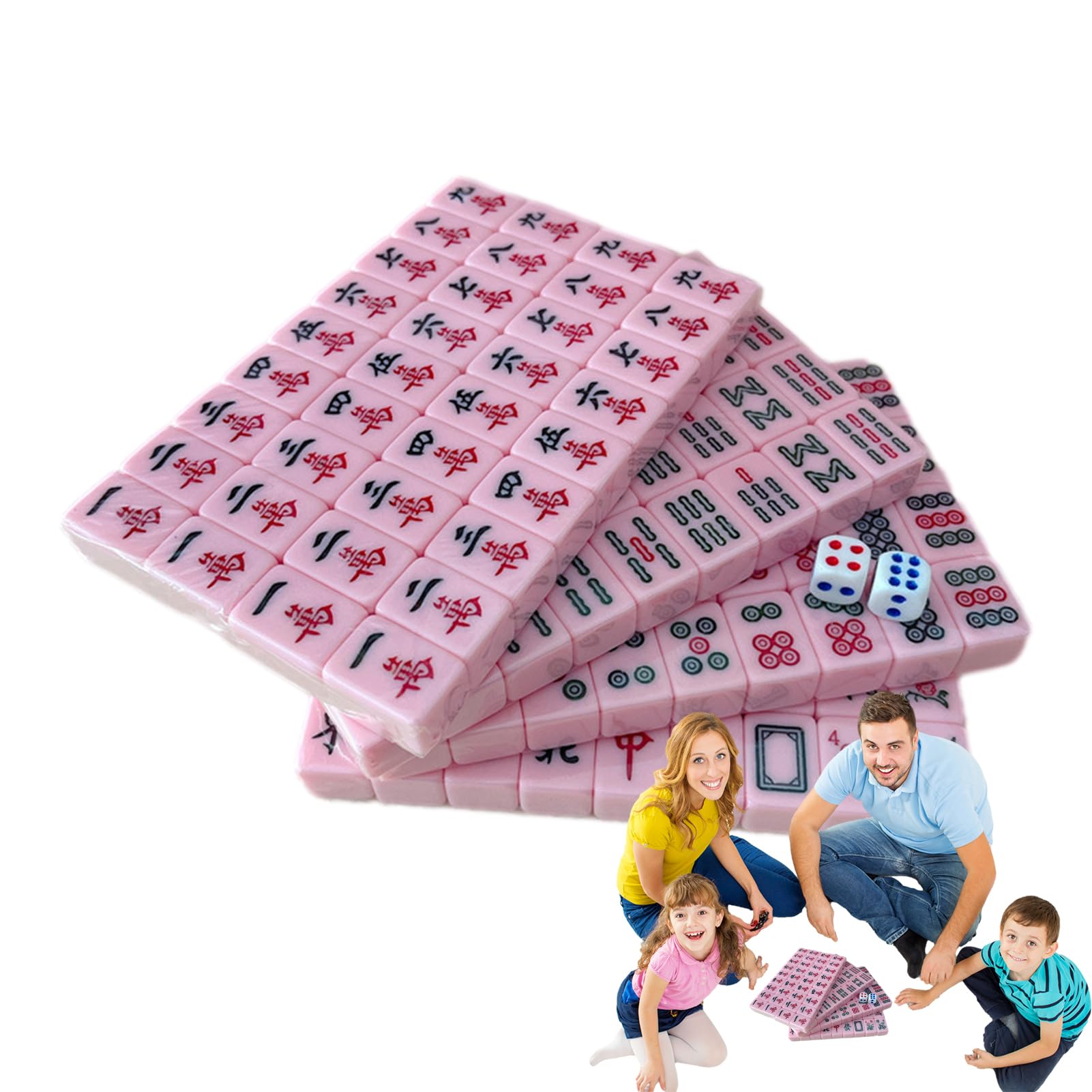 Huaxingda -Mahjong-Spiel, Mahjong-Stein-Set - Leichte tragbare Mahjong-Sets mit klarer Gravur | -Legespiel, Reisezubehör für Reisen, Schulen, Ausflüge, Schlafsäle