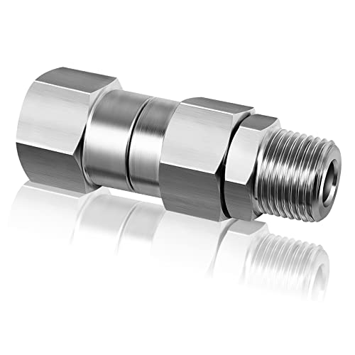 Boltigen Hochdruckreiniger-Drehverschraubung, Anti-Verdrehung, 3/8 NPT männlich auf weiblich, Edelstahl-Verbindungsgelenk, 360 Grad knickfreie Drehverschraubung (3/8 NPT männlich auf 3/8 NPT weiblich)