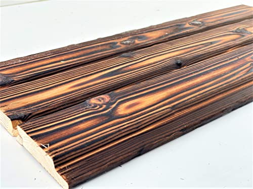 Geflammtes Holz Profilholz Fichte/Tanne 20 x 95 x 1000 mm gebürstet 32 Stück