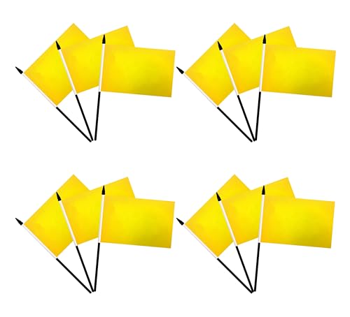 Kleine gelbe Mini-Flaggen, einfarbig, gelb, zum Selbermachen, große Öffnung, Karneval, Party, Events, Feiern, 12 Stück
