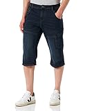 TOM TAILOR Herren Overknee Max Bermuda Jeans Shorts in Knielänge 1031975, 10173 - Dark Stone Blue Black Denim, 33
