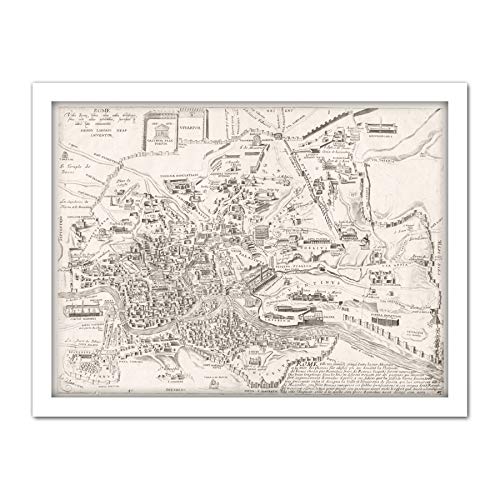 Map Ligorio 16th Century Ancient Rome City Plan Artwork Framed Wall Art Print 18X24 Inch Karte Uralt Rom Stadt Wand