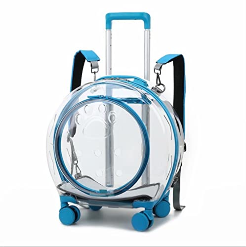 N&P Honhan Transparenter Kapsel Haustier Reisetasche Rucksack für Welpen Hunde Katzen Tragetasche mit Trolley Rad, einfach zu tragen für Auto Reisen