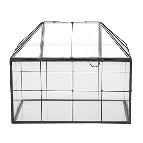 Bzwyonst Glas-Terrarium, handgefertigt, Hausform, geometrisches Glas, mit Schwingdeckel, für den Innenbereich, für Sukkulenten